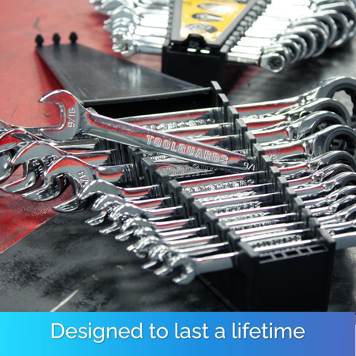 13 Pieces Slim Profile Ratcheting Wrench with Rack Organizer F131