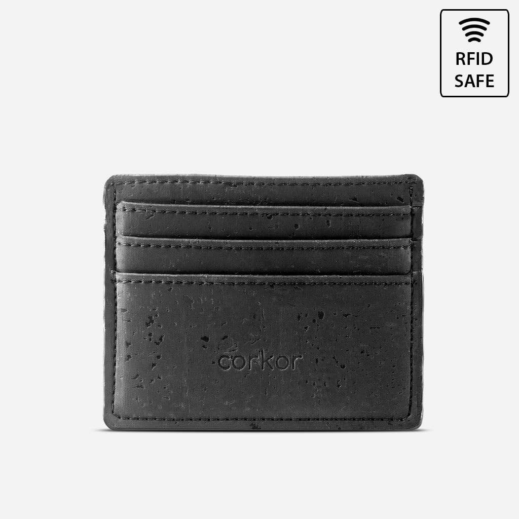 Black Vegan Cork Card Case Wallet T9388