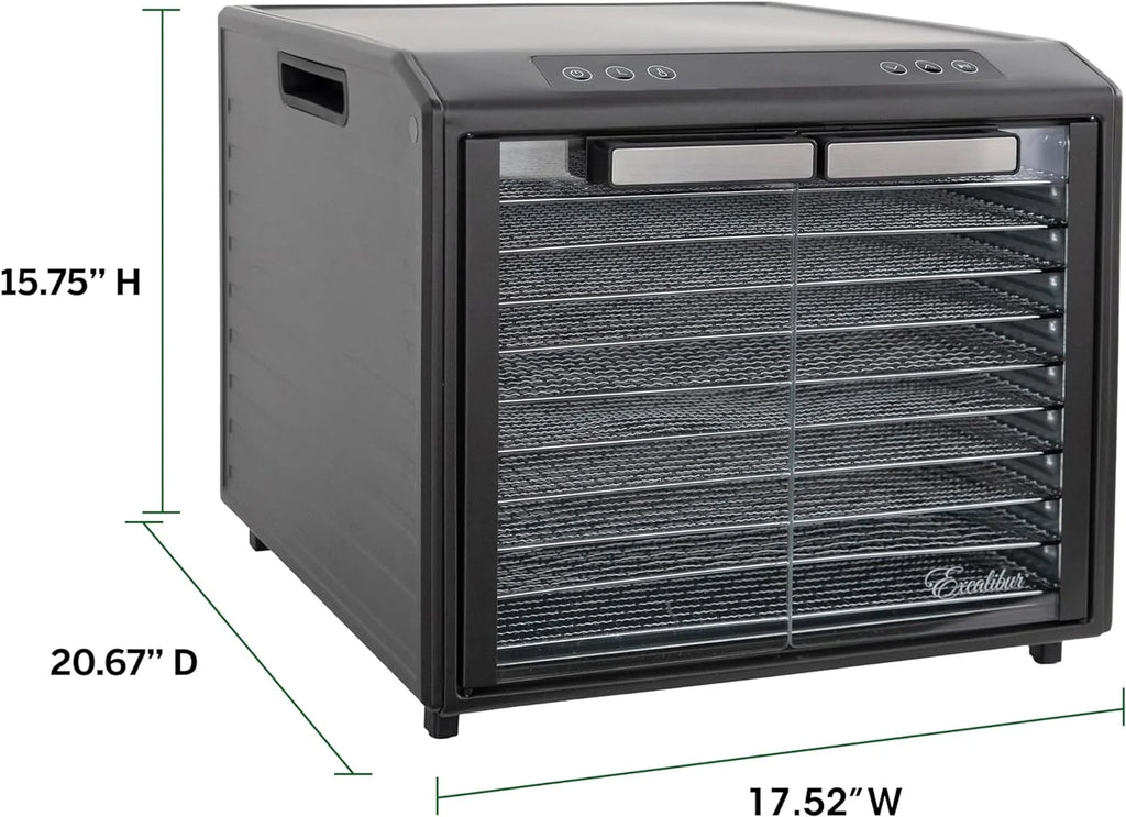 10-Tray Electric Food Dehydrator with Adjustable Temperature Control, 800-Watts, Black K18869