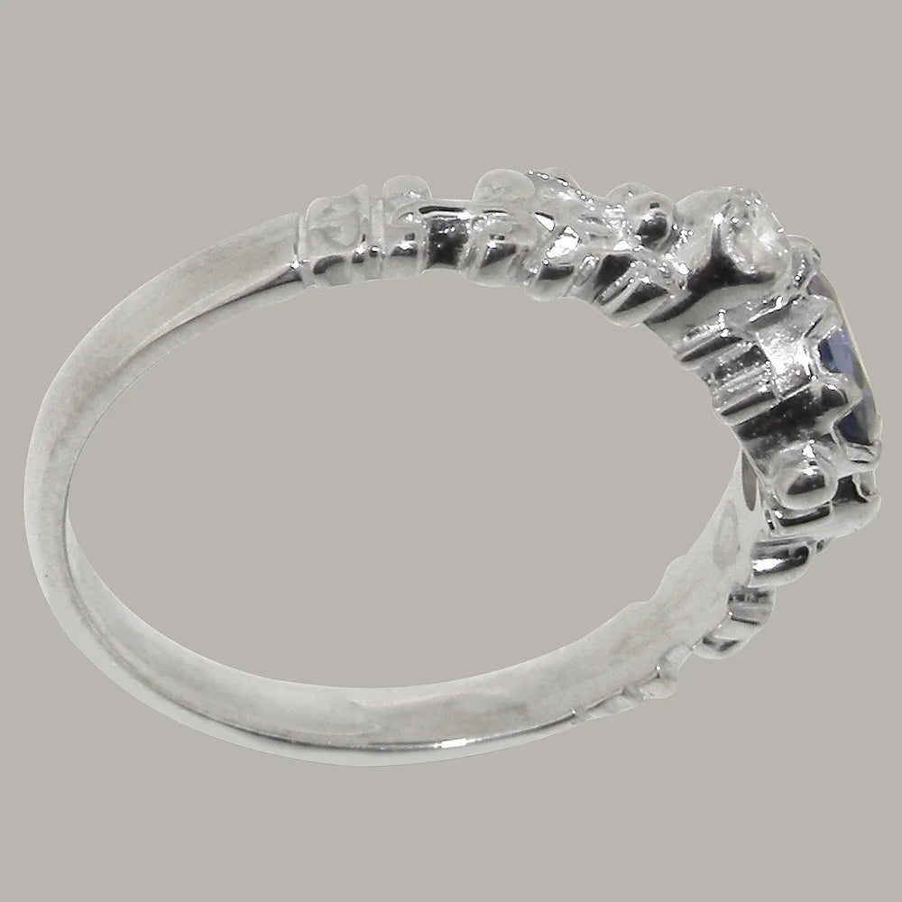 925 Sterling Silver Ring with Natural Sapphire & Cubic Zirconia Y40068