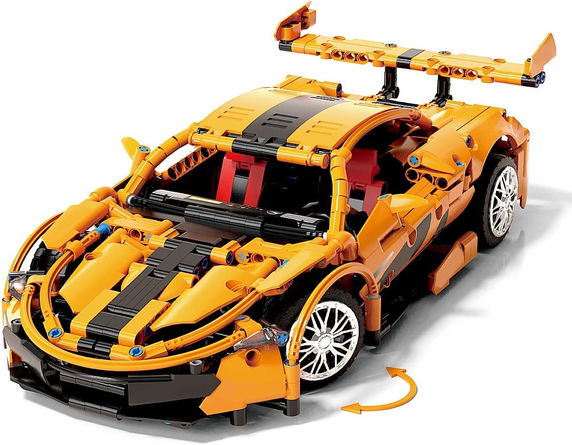 Orange Sports Car MOC Building Blocks Kit, 1258 Pcs A1334