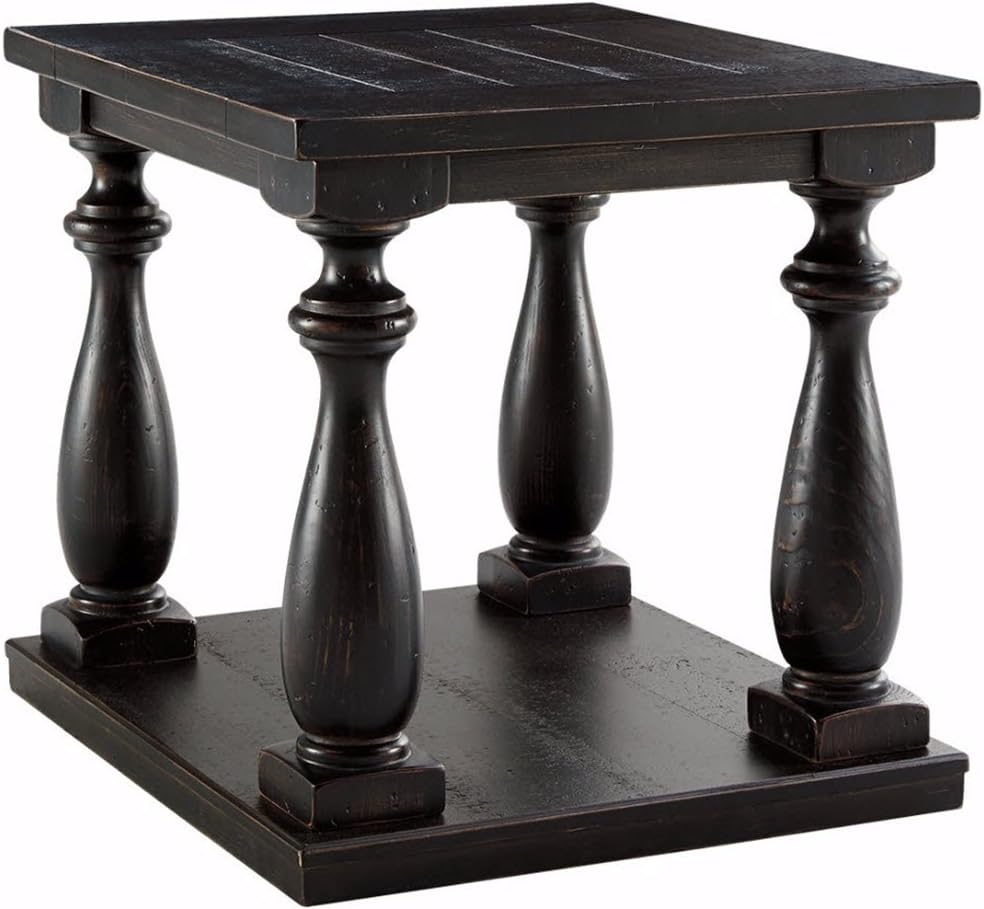 Black Square End Table with Floor Shelf N81580