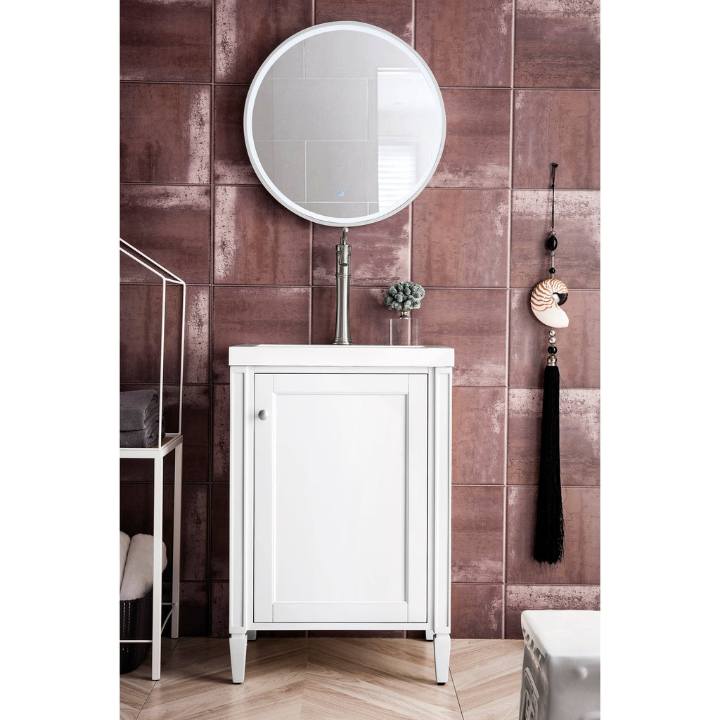Glossy White Single Vanity Cabinet A205615