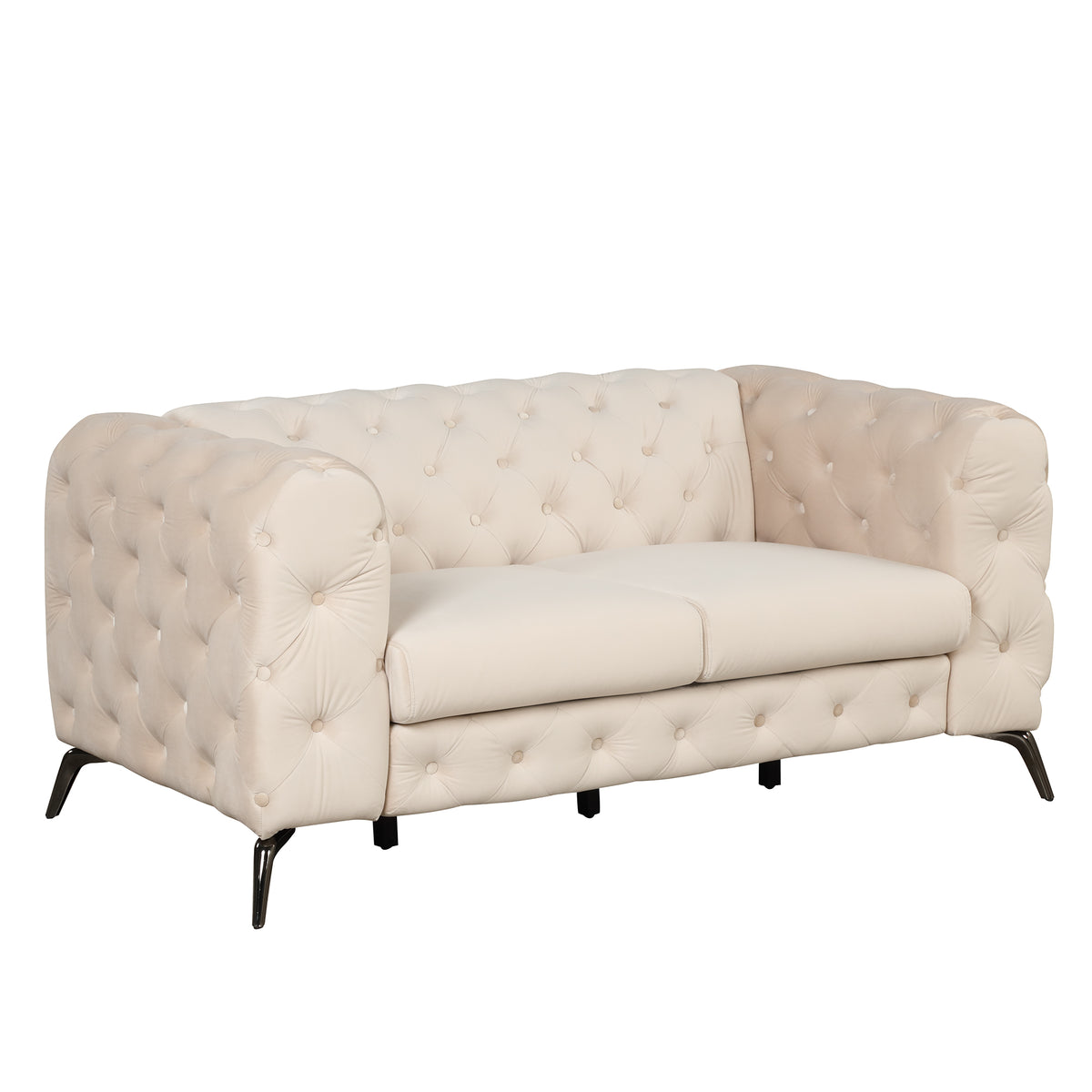 Beige Velvet 2-Seat Loveseat with Wood Frame L291