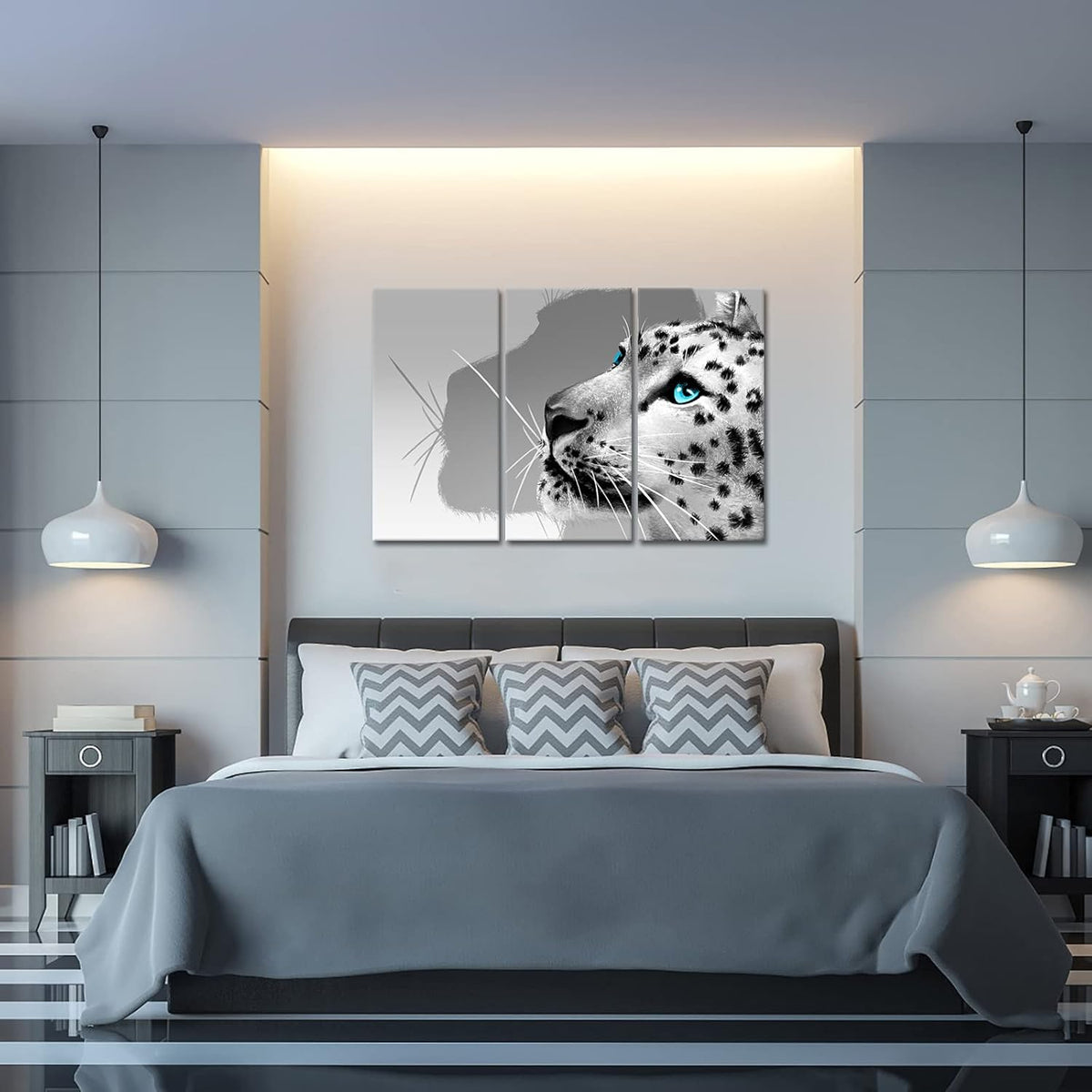 3 Pieces Black and White Leopard Canvas Prints Wall Art C4619
