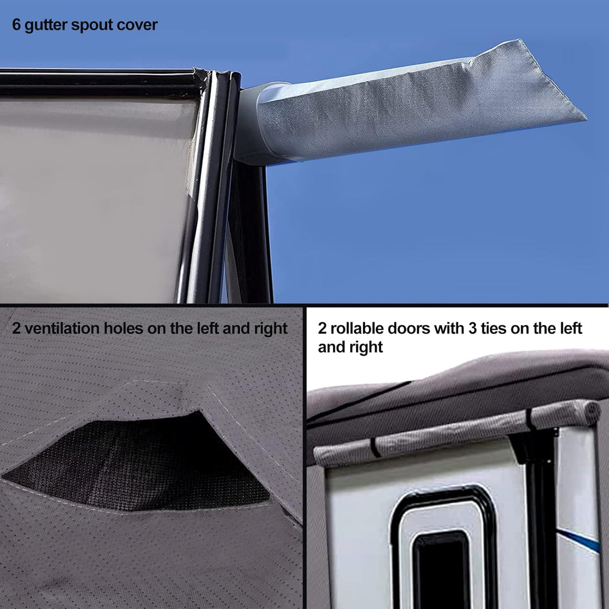 6 Layers RV Cover with Tie Cover & Gutter Cover & Tongue Jack Cover O44125