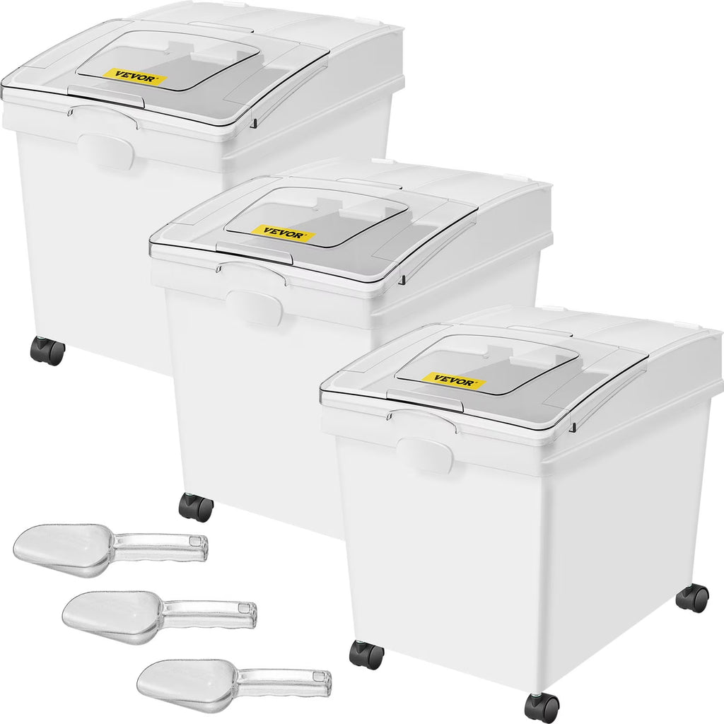 10.5 Gallons PP Ingredient Storage Bin with Scoop and Sliding Lid, 3 Pcs/Set W2870