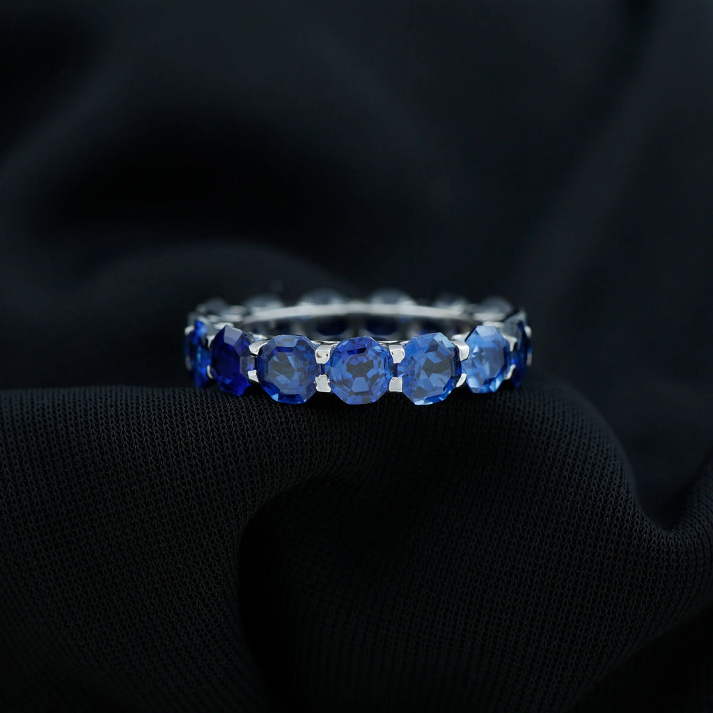 925 Sterling Silver Blue Sapphire Full Eternity Ring T10669