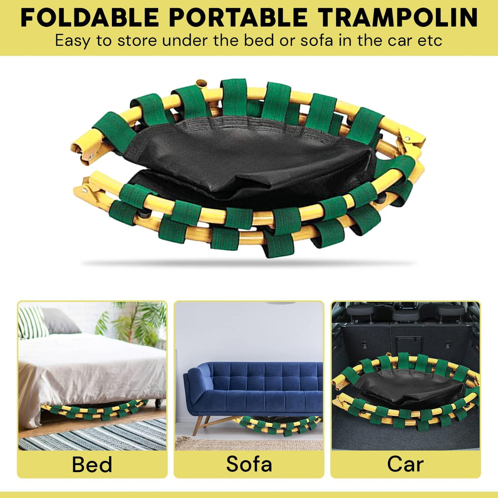 Yellow Blue 36 Inch Round Kids Trampoline with Handle Bar, Pack of 2 H7996