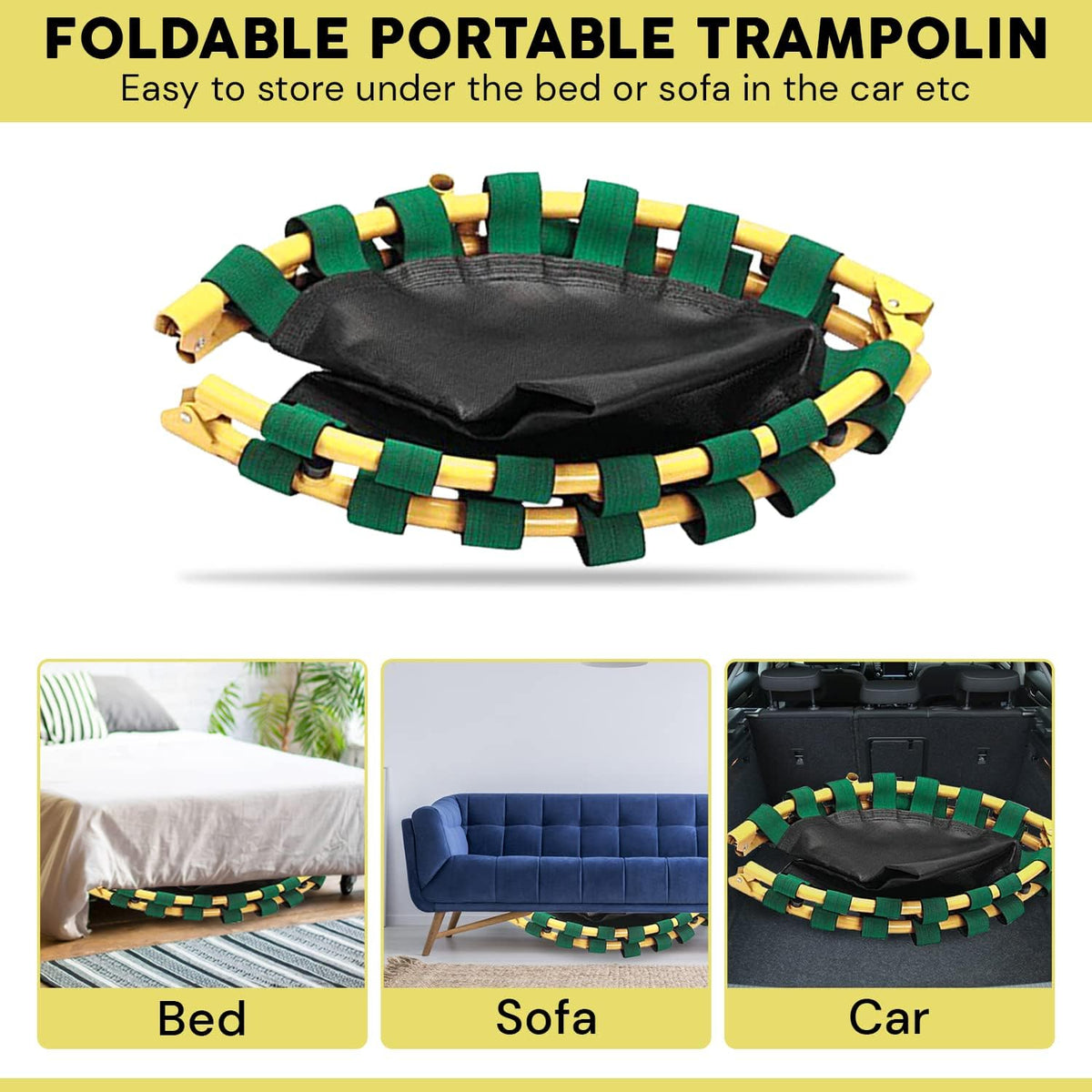 Yellow Blue 36 Inch Round Kids Trampoline with Handle Bar, Pack of 2 H7996