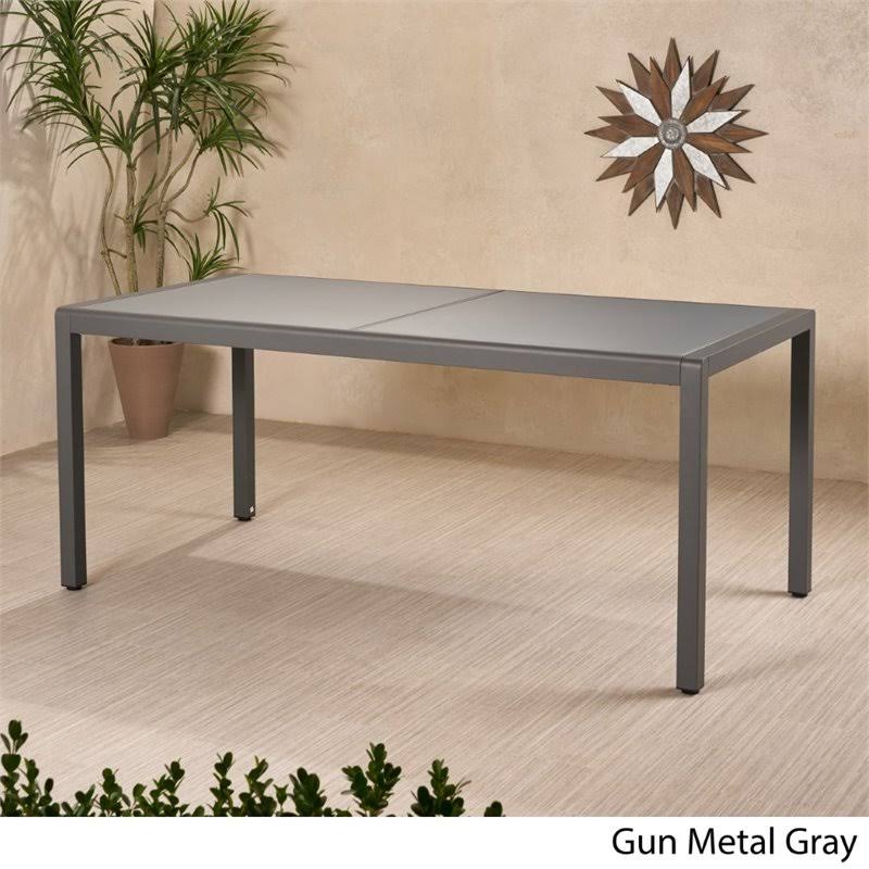 Outdoor Tempered Glass Top Aluminum Dining Table in Gray W149