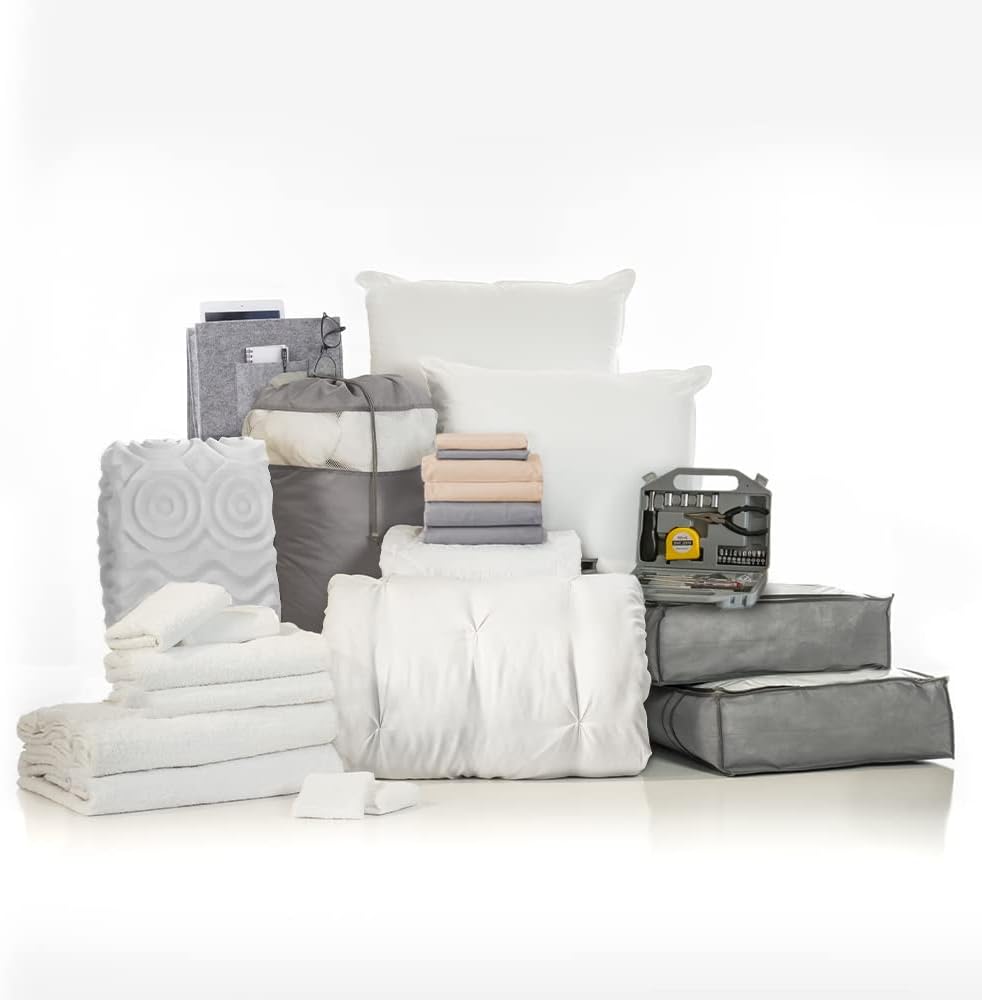 25-Piece Twin XL Washed Microfiber Bedding Bundle with Trunk V635