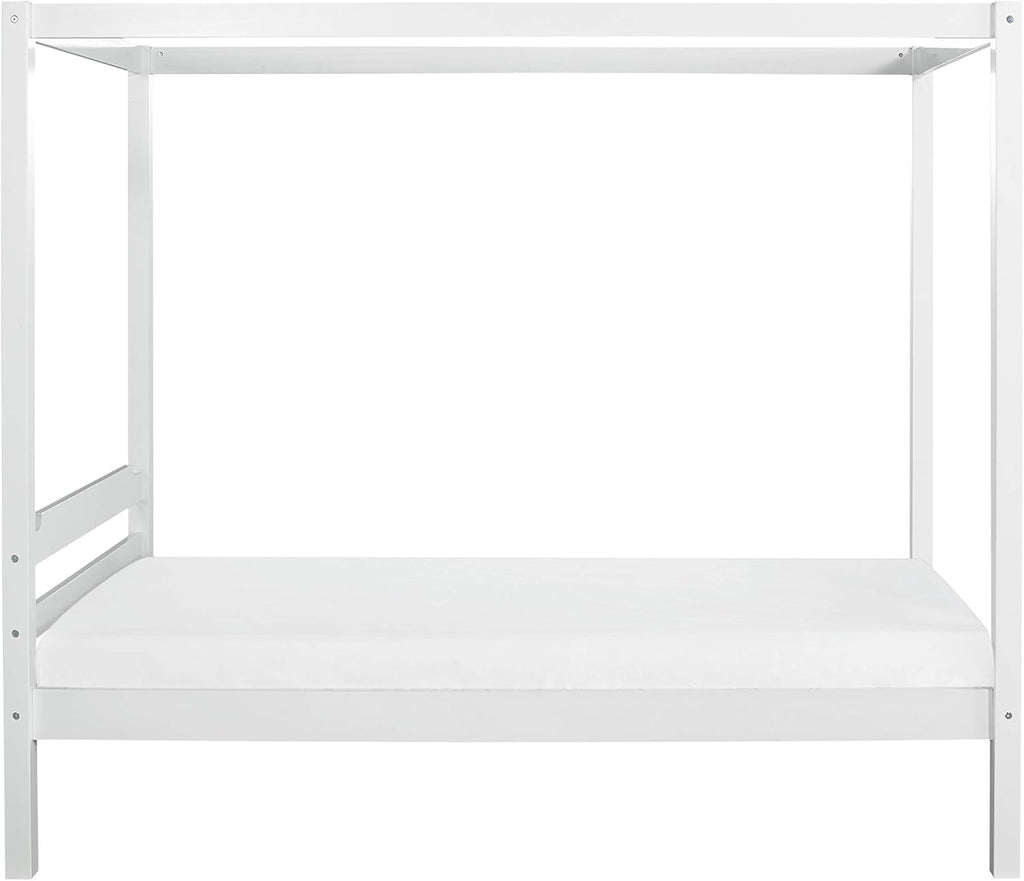 White Twin Size Wood Canopy Bed S8313
