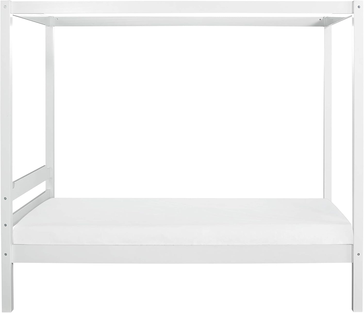 White Twin Size Wood Canopy Bed S8313