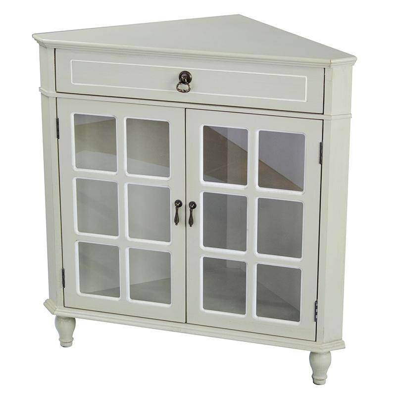 Black Wood Corner Cabinet with Drawer and 2 Doors T9332