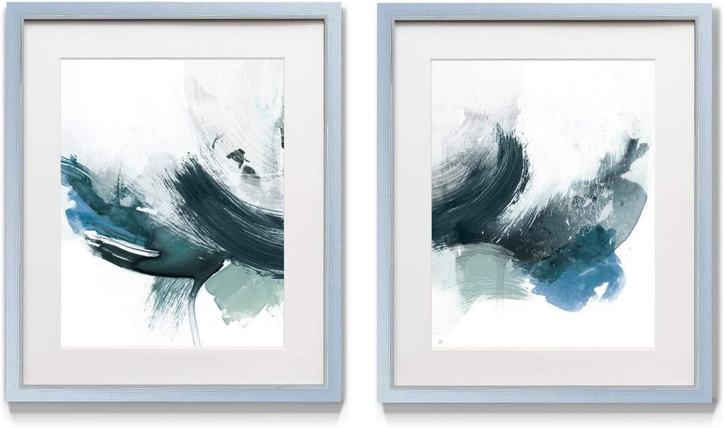 2 Piece Framed Artwork Set, Silver Frame, White Mat, Plexiglass, 16 in W X 20 in H O365
