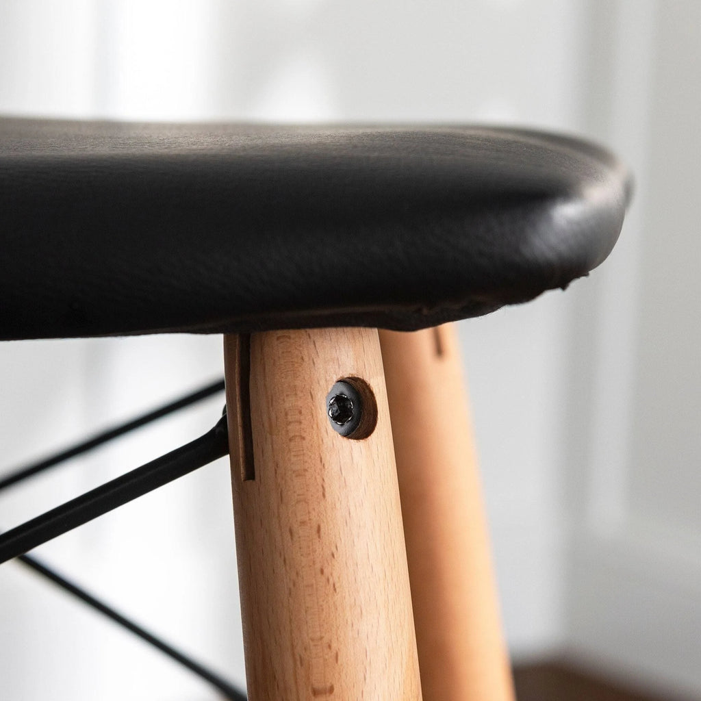 Black Faux Leather Seat Counter Stool H395