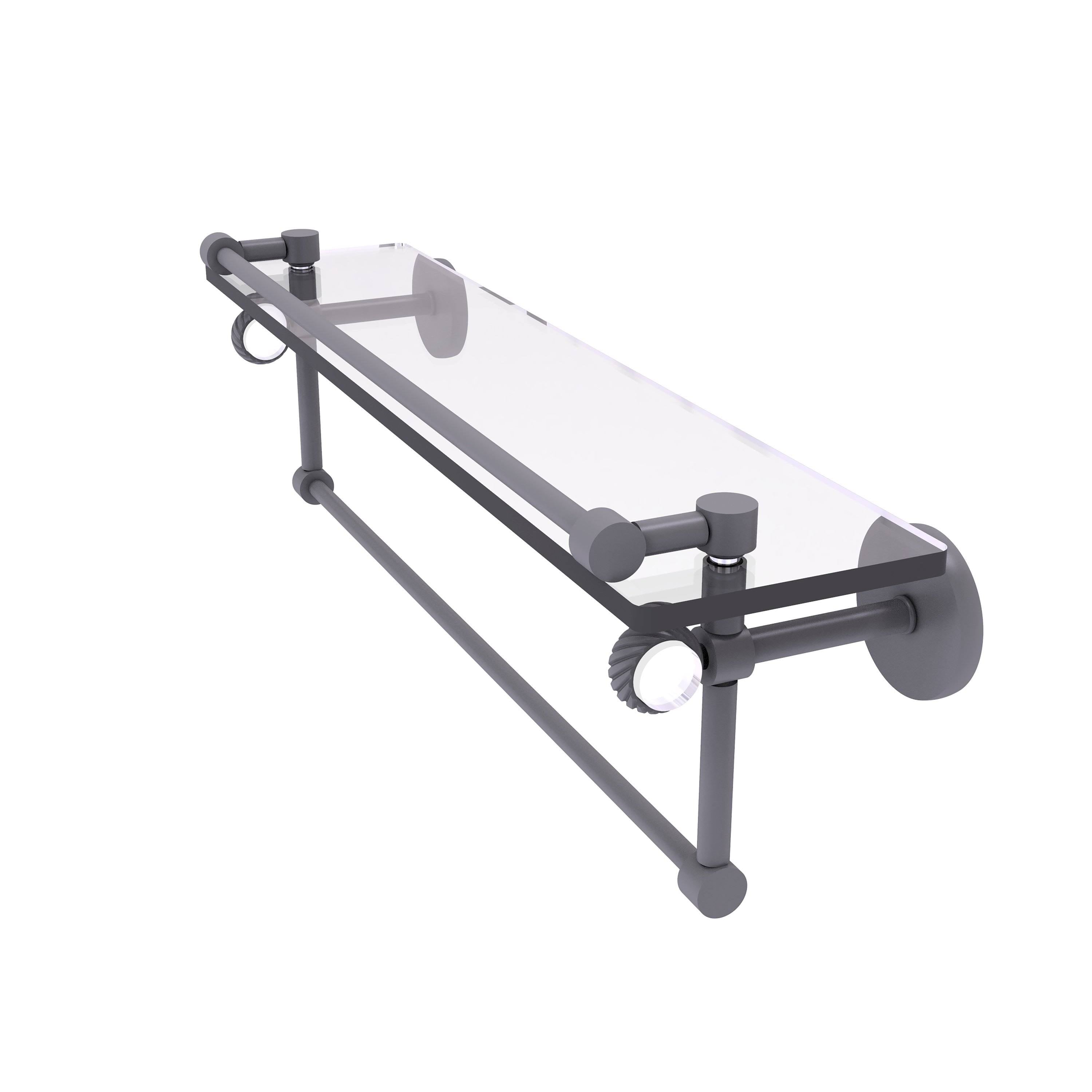 Glass Shelf with Gallery Rail and Towel Bar - Matte Gray / 22 inch F7017
