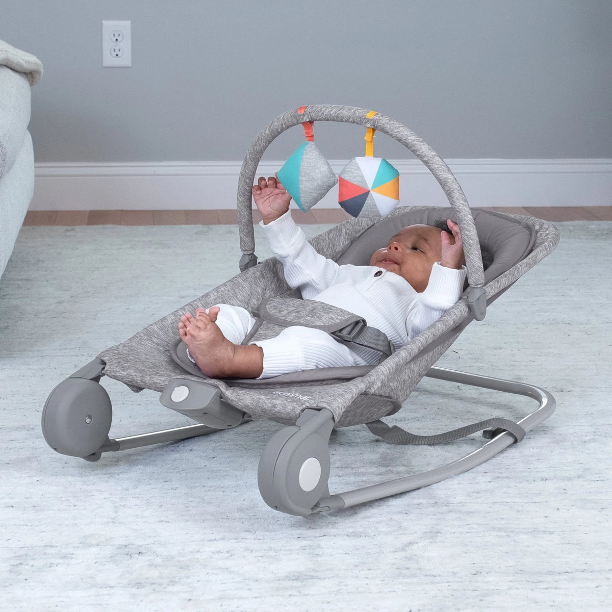 2-in-1 Baby Bouncer & Rocker, Light Gray Tweed A727