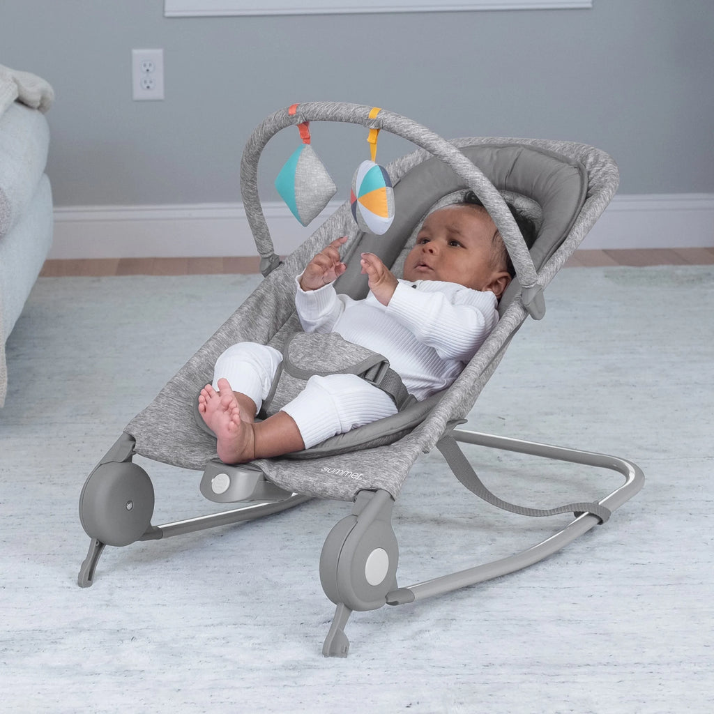 2-in-1 Baby Bouncer & Rocker, Light Gray Tweed A727