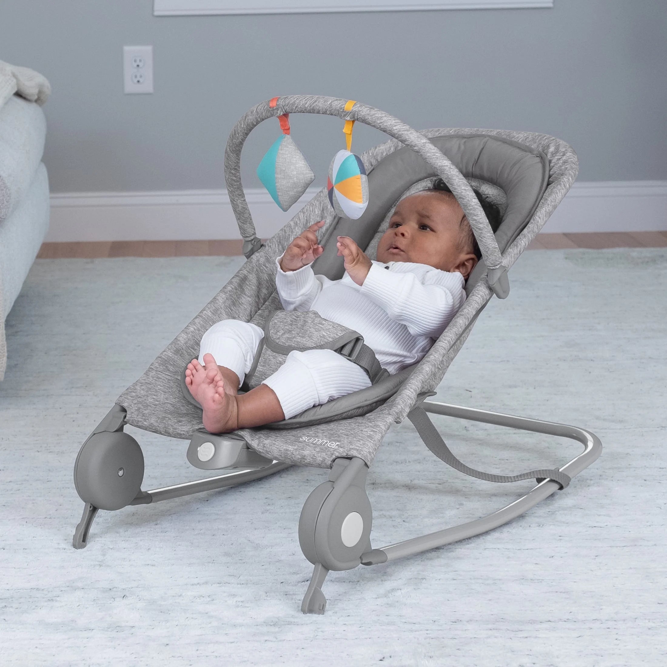 2-in-1 Baby Bouncer & Rocker, Light Gray Tweed A727