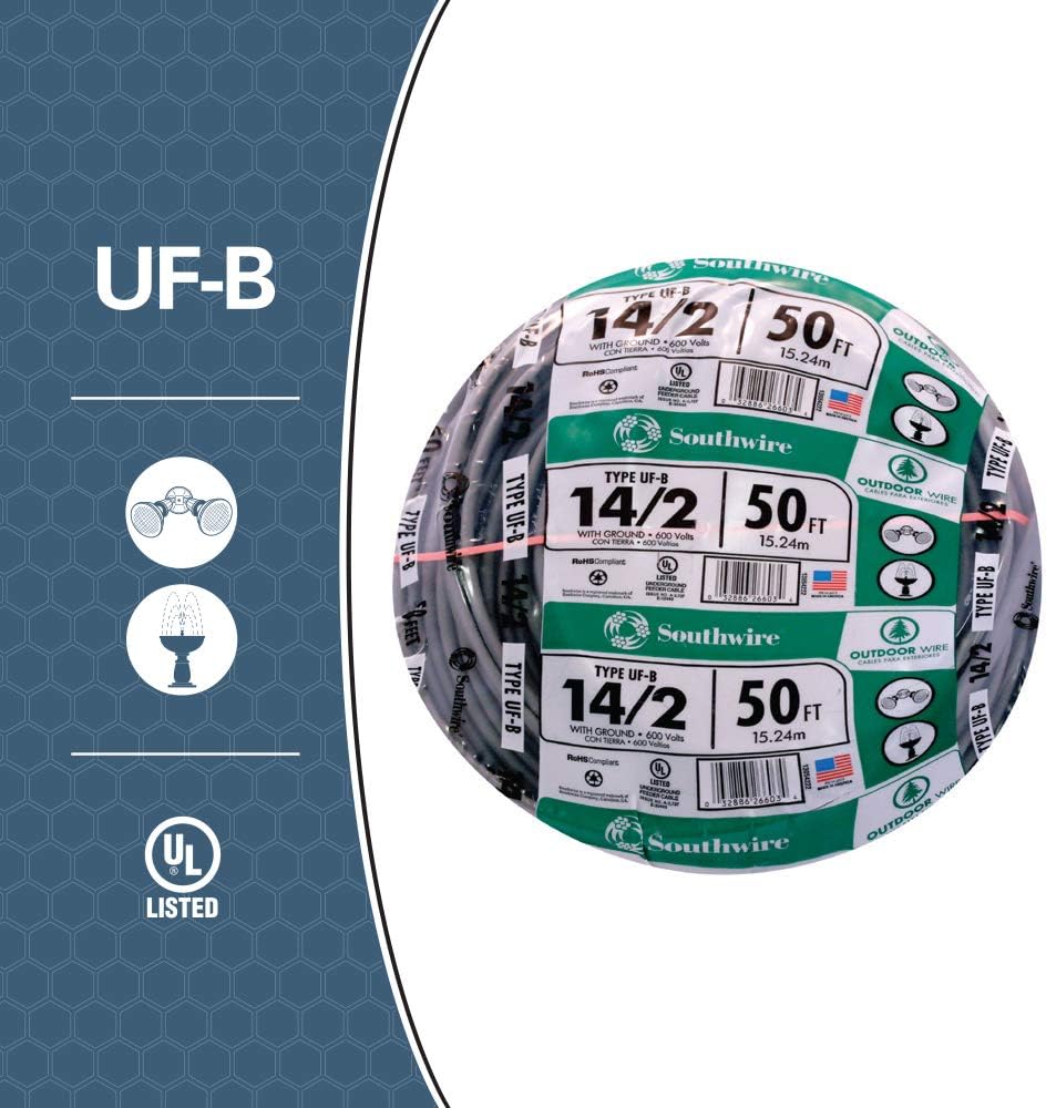 14/2WG UF Wire 50-Foot Pack of 2 A1360