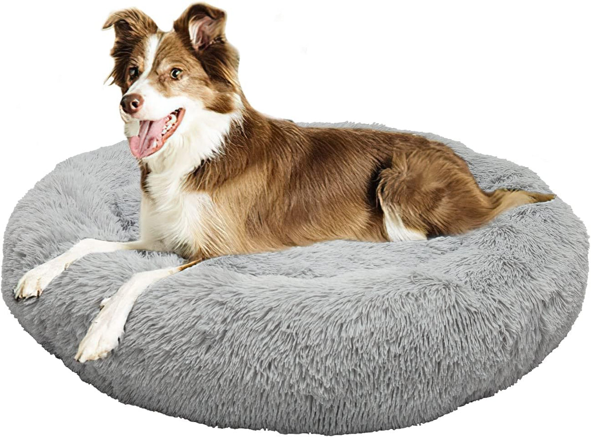 Round Donut Washable Faux Fur Dog Cat Bed (32 inch) Pack of 2 B4239