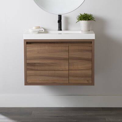 Caramel Mist Wall-Mounted Single Bathroom Vanity Set X855486