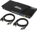 HDMI KVM Switch 2 Port 4K@60Hz Ultra HD 2x1 with 2 Pcs 5ft KVM Cables C807