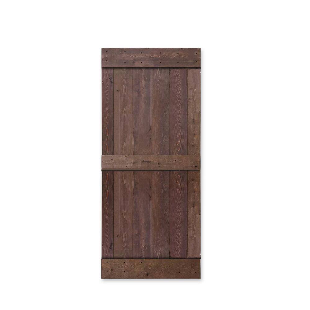 Walnut Stain Knotty Pine Wood Interior Sliding Barn Door Slab D2101