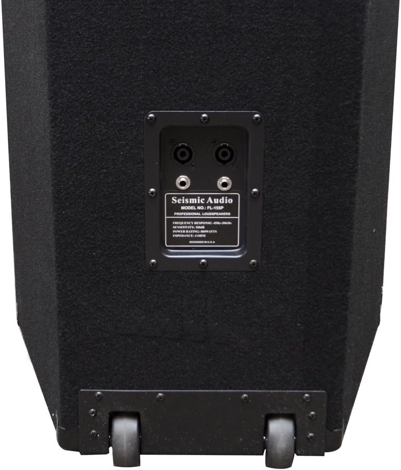 Pair of Dual 15 PA/DJ Speaker Cabinets with Titanium Horns, Wheel Kits and Rear Handles, 800 Watts RMS per Cabinet G466910