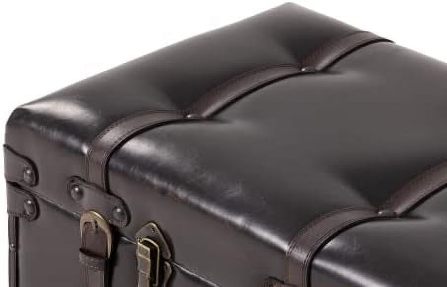 Vintage Faux Leather Ottoman Bench D7260
