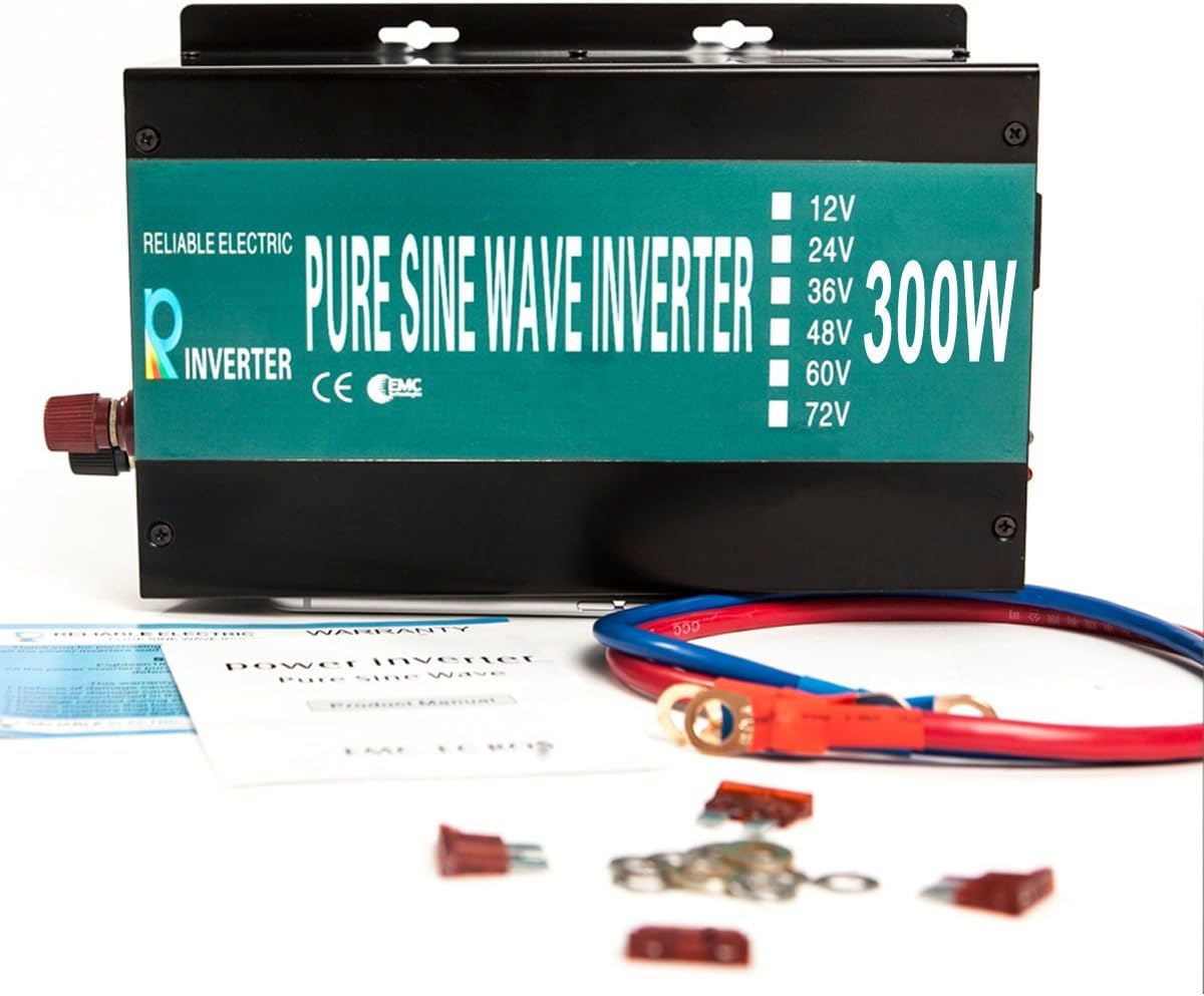 300W Pure Sine Wave Car Power Inverter 24VDC Black Pack of 2 V406614