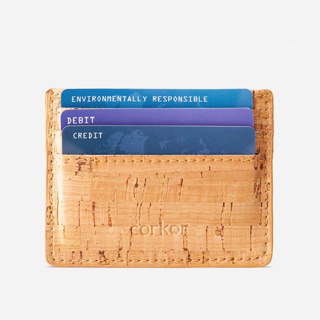 Black Vegan Cork Card Case Wallet T9388