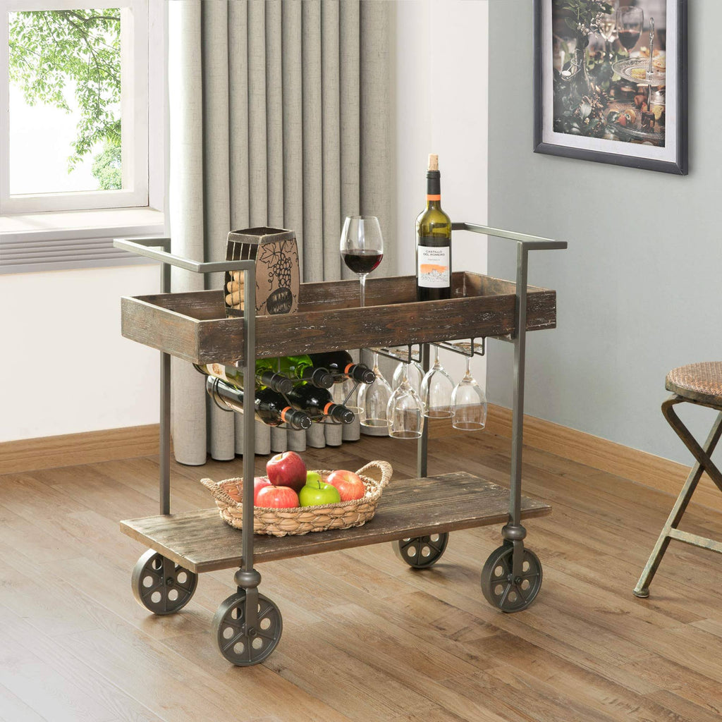 Black Industrial Farmhouse Bar Cart Q1960