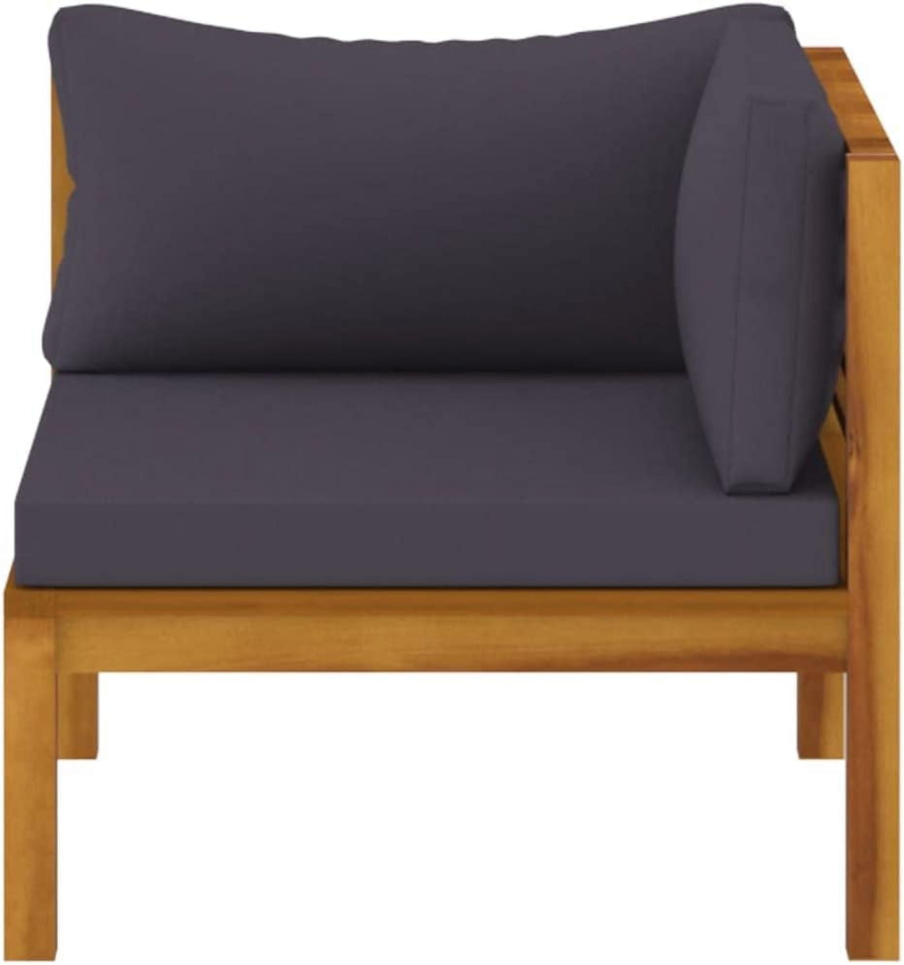 6 Piece Patio Lounge Set with Cushion Solid Acacia Wood Outdoor Couch Gray U87520