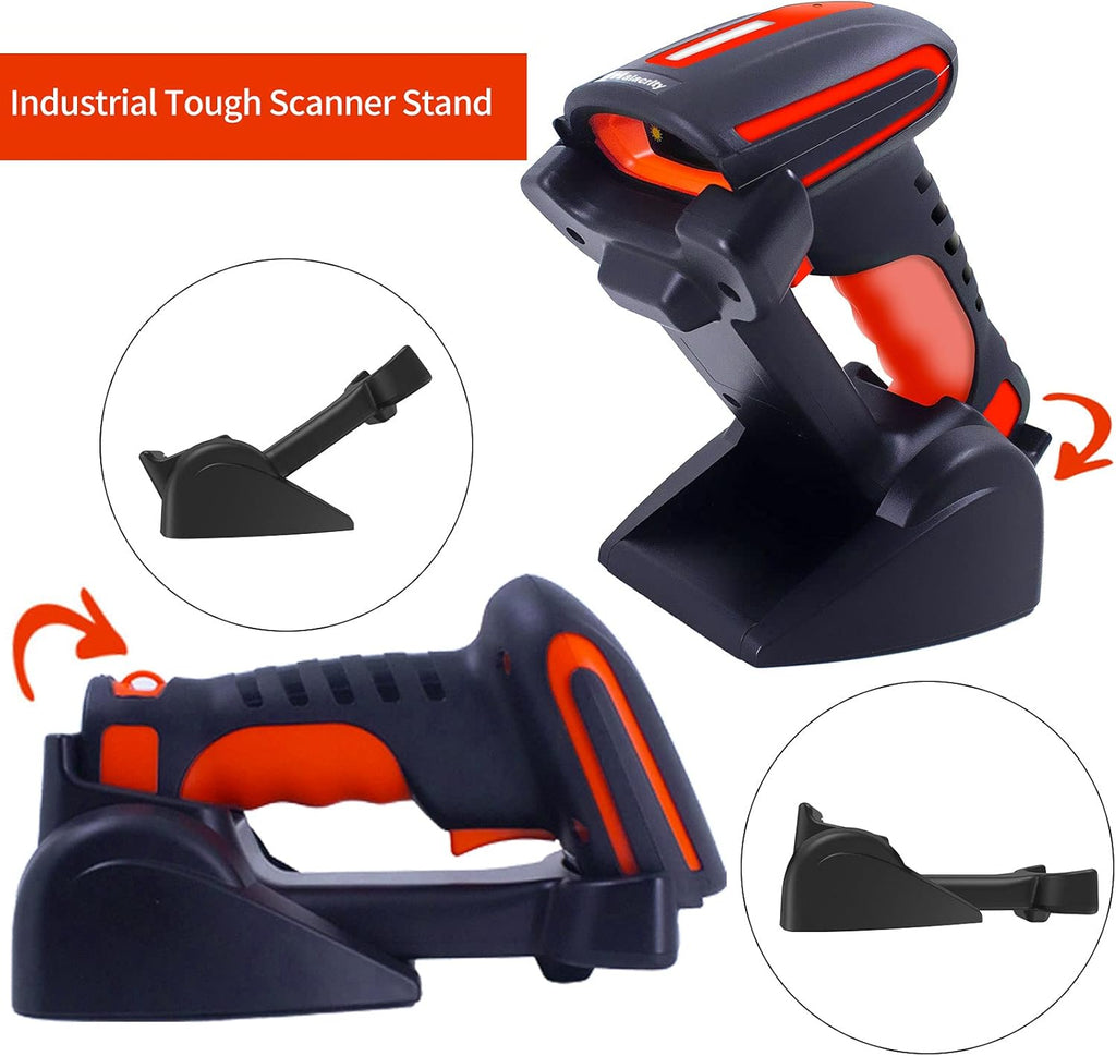 2D 1D QR Industrial Barcode Scanner with Stand, Bluetooth & 2.4GHz Wireless & Wired USB 3in1, Hands Free Barcode Reader, Pack of 2 Y412251