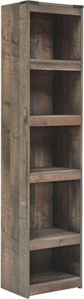 Rustic Entertainment Center Pier Bookcase with 3 Adjustable Shelves, Natural Brown N2029