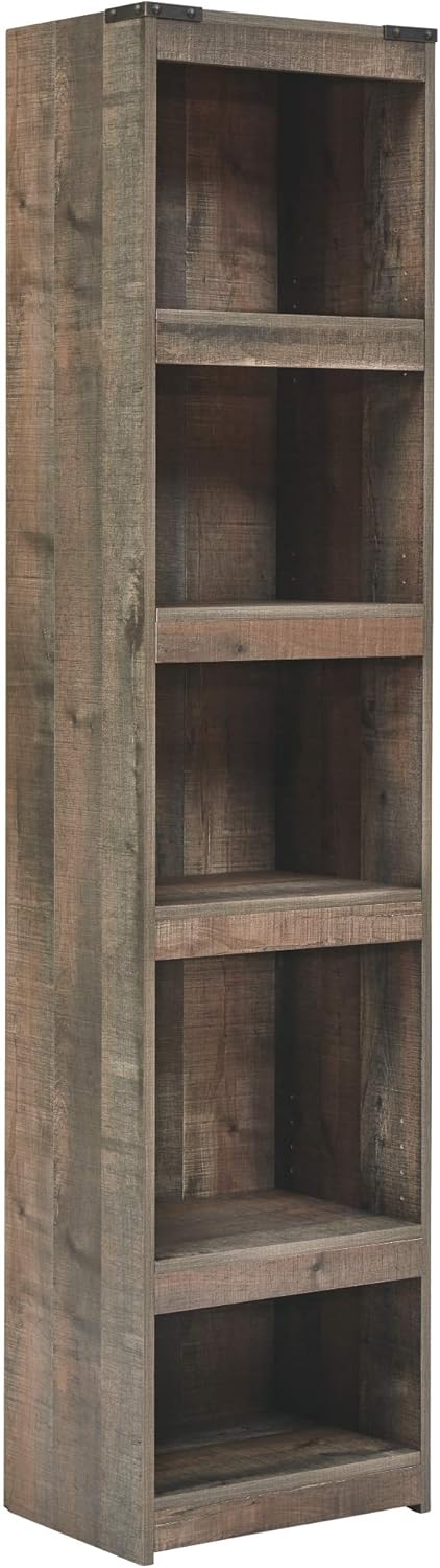 Rustic Entertainment Center Pier Bookcase with 3 Adjustable Shelves, Natural Brown N2029