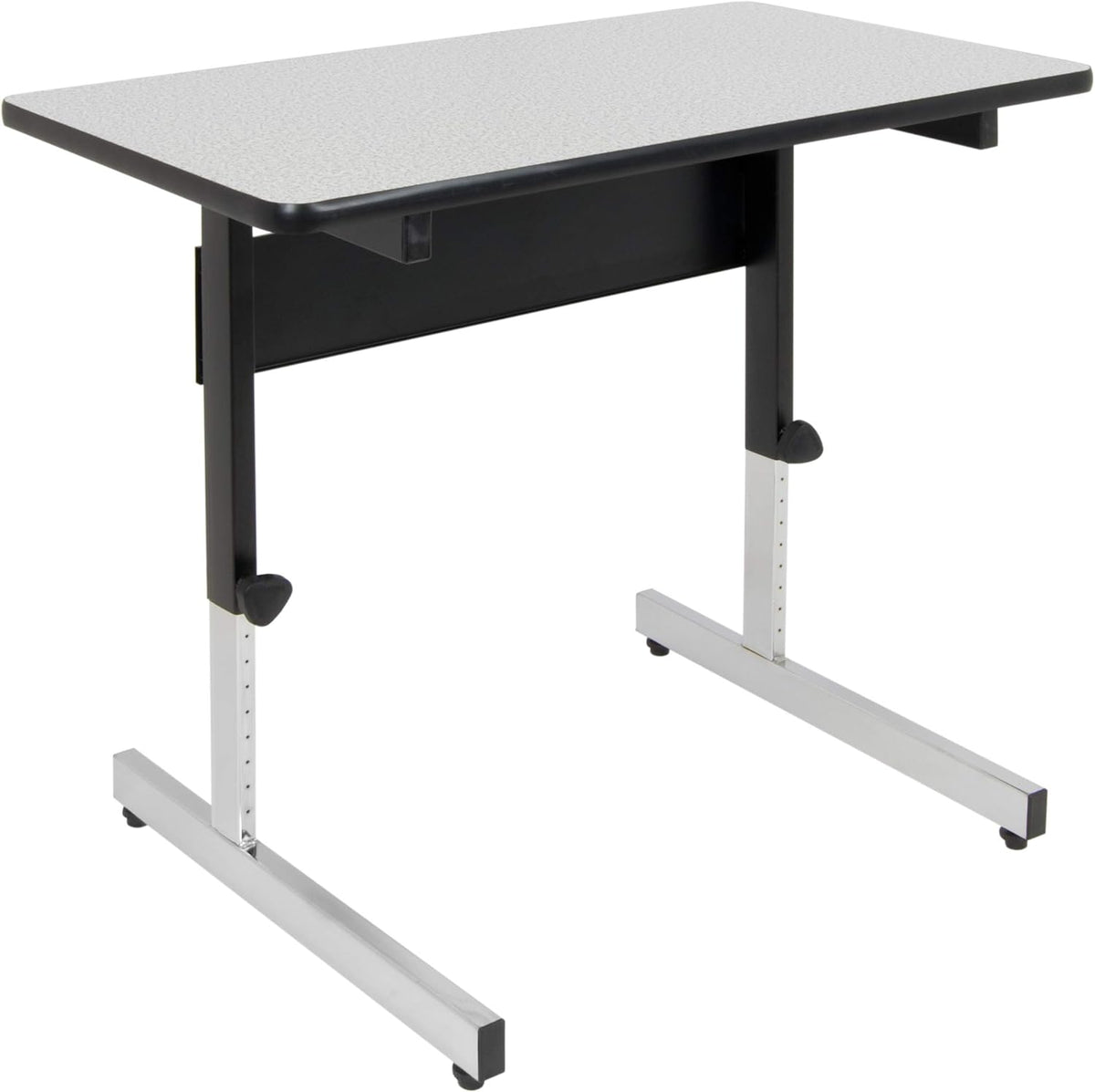 Height Adjustable Office Desk with Black Frame and Grey Top, 36 Inch T759254