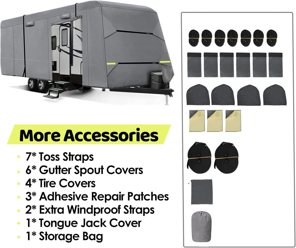 6 Layers RV Cover with Tie Cover & Gutter Cover & Tongue Jack Cover O44125