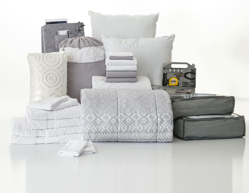 25-Piece Twin XL Washed Microfiber Bedding Bundle with Trunk V635