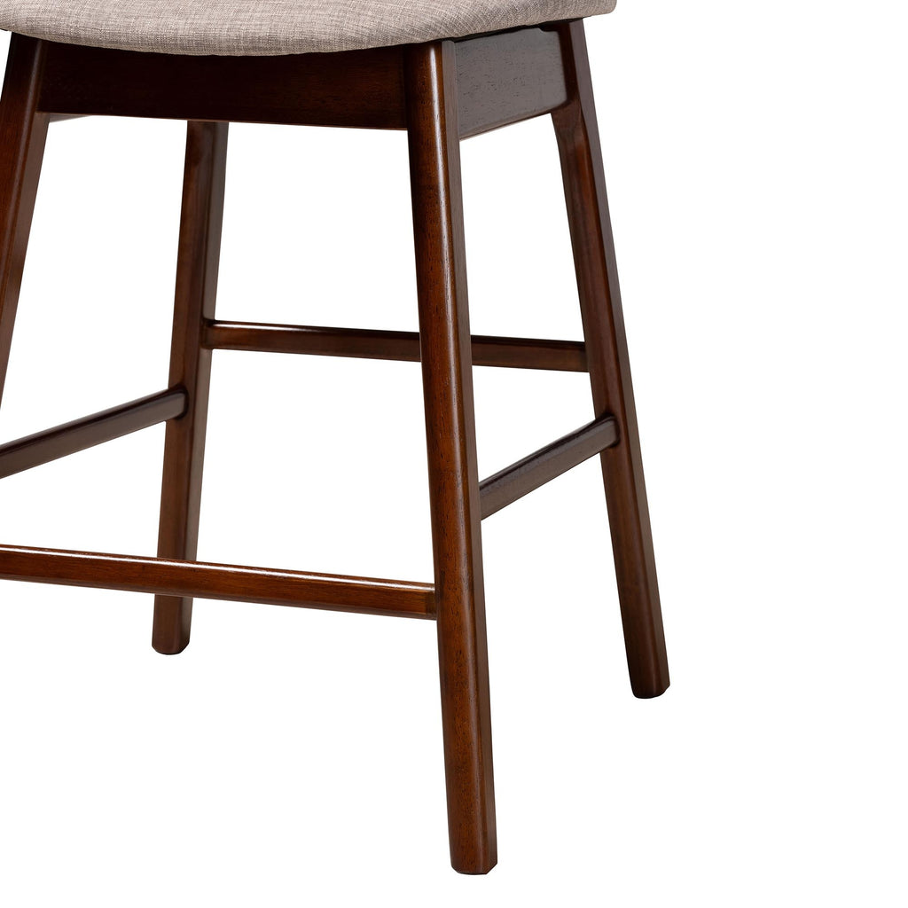 Grey Fabric and Walnut Brown Finished Wood 2-Piece Counter Stool Set L795