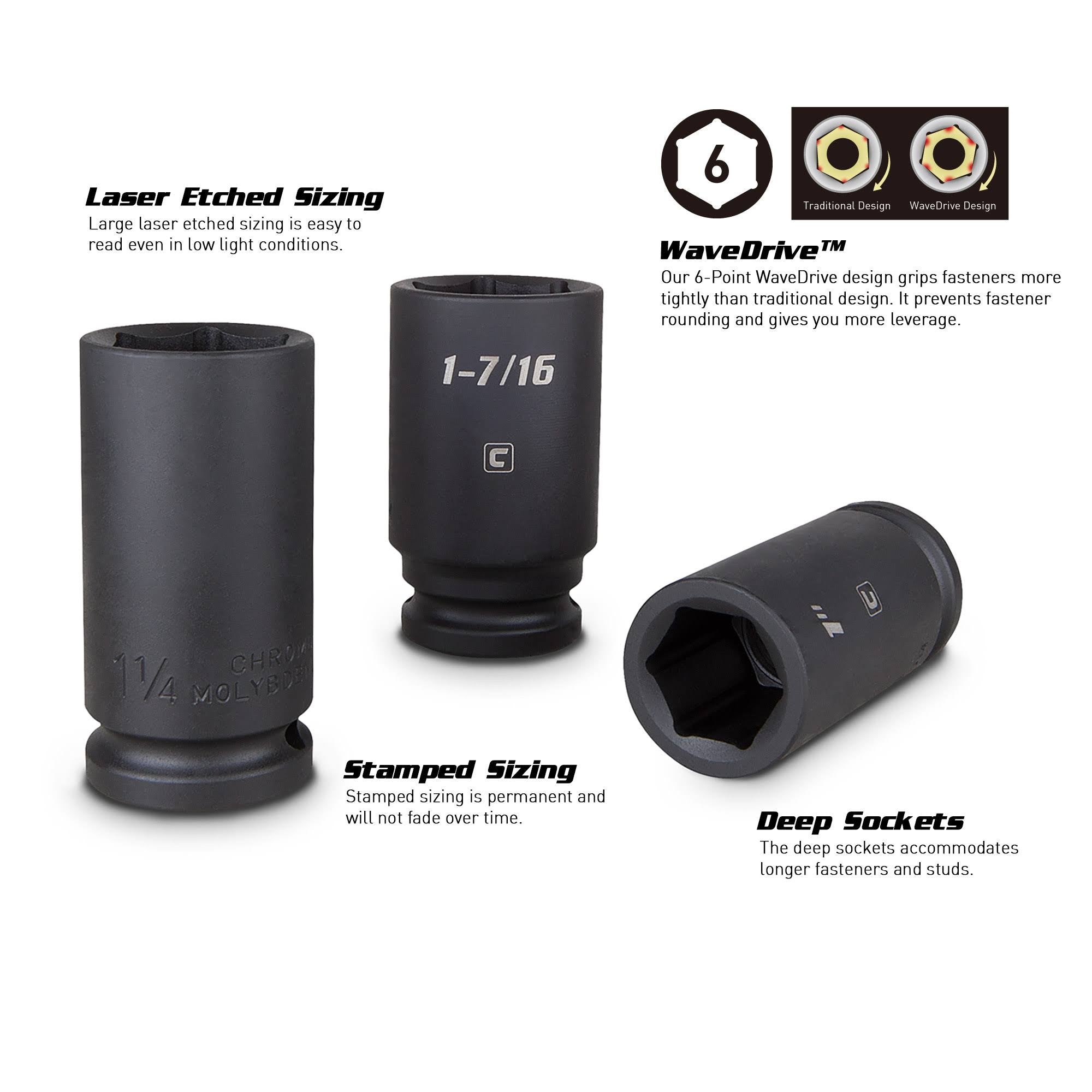 3/4 in. Drive SAE Deep Impact Socket Set (8-Piece) U16429