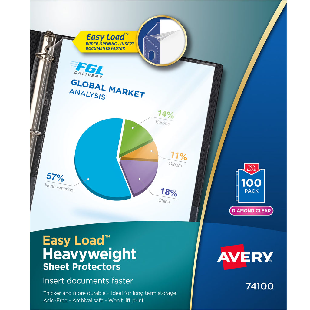Letter Diamond Clear Poly Sheet Protectors, 100/box J262206