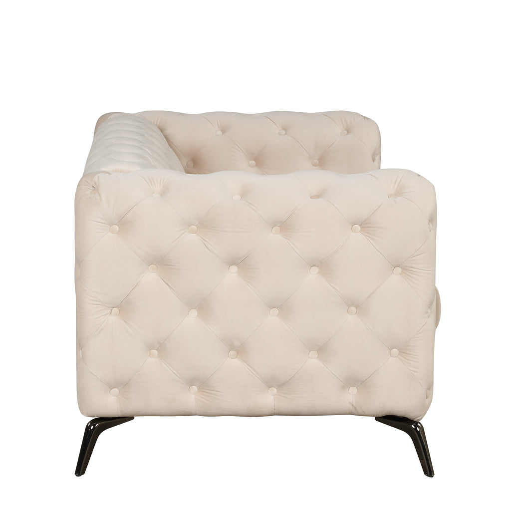 Beige Velvet 2-Seat Loveseat with Wood Frame L291