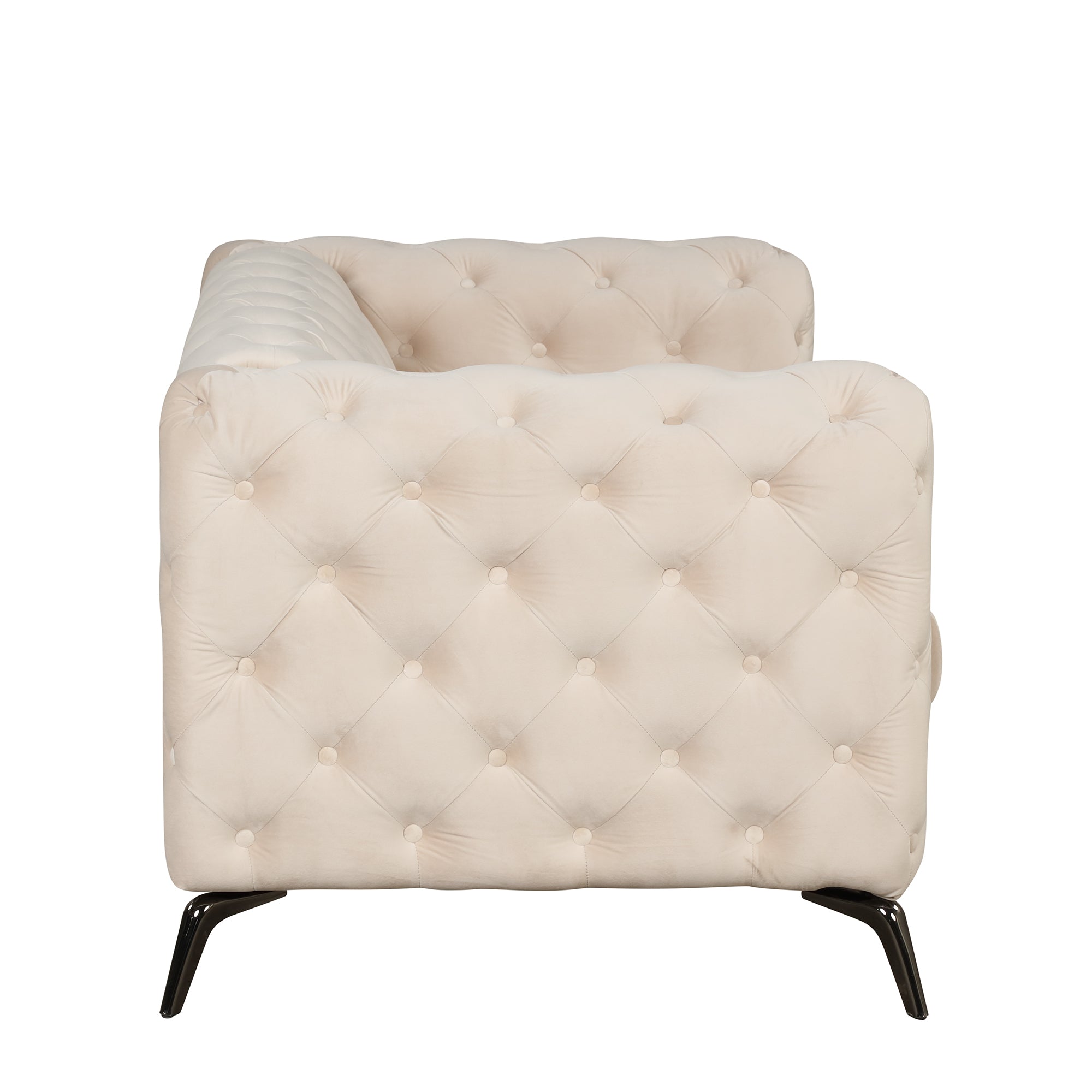 Beige Velvet 2-Seat Loveseat with Wood Frame L291