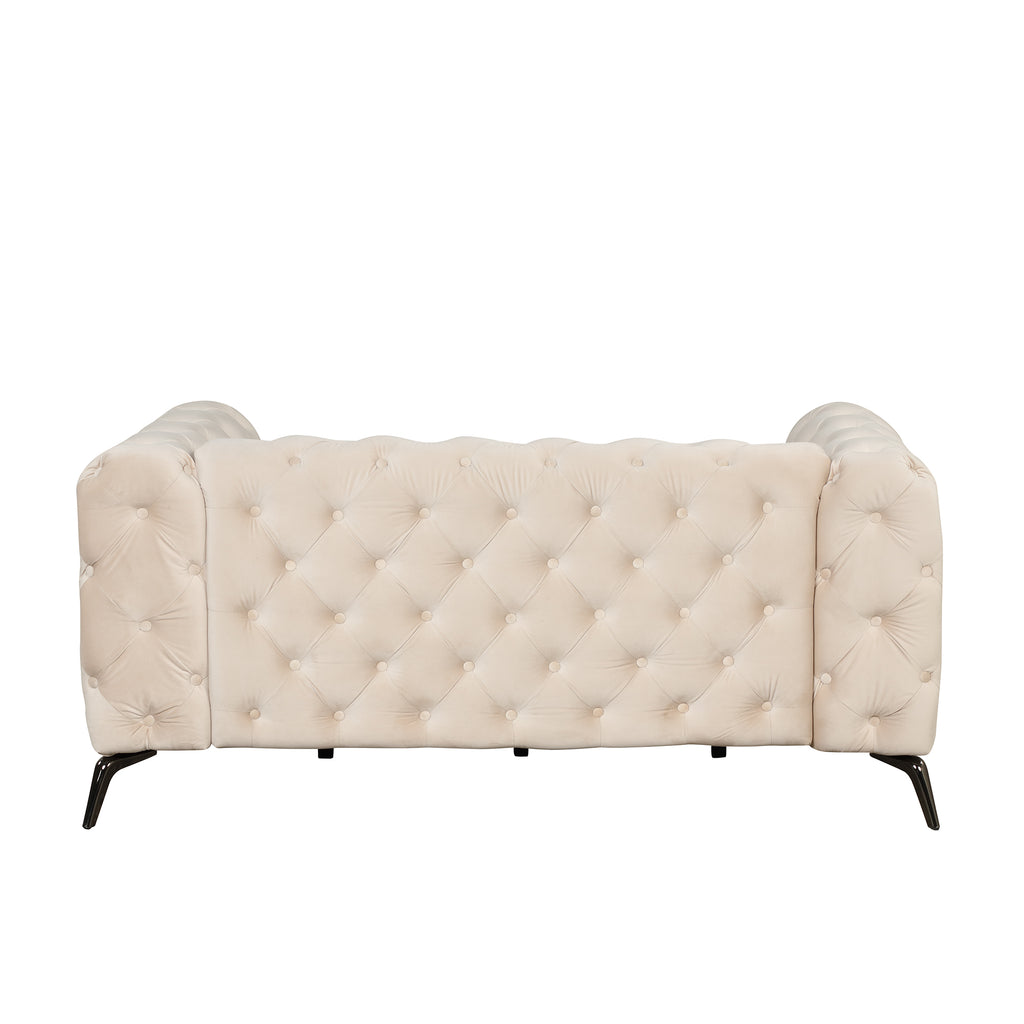 Beige Velvet 2-Seat Loveseat with Wood Frame L291