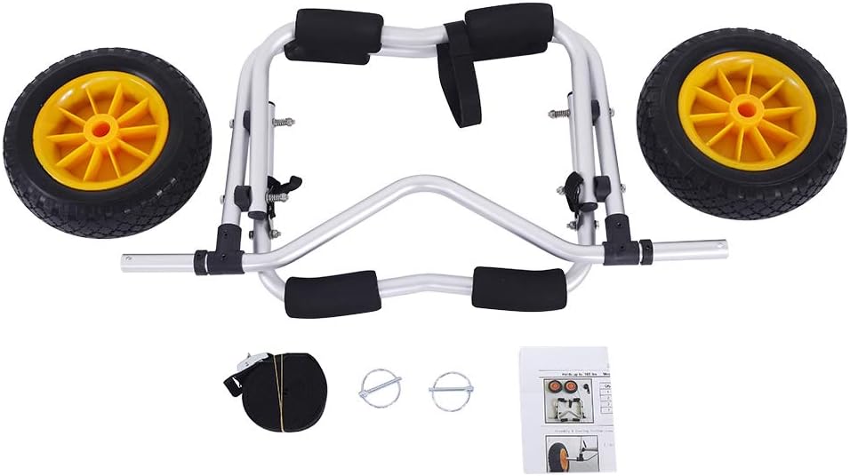 Silver Aluminum Alloy Canoeing Trailer Cart Pack of 2 S7787