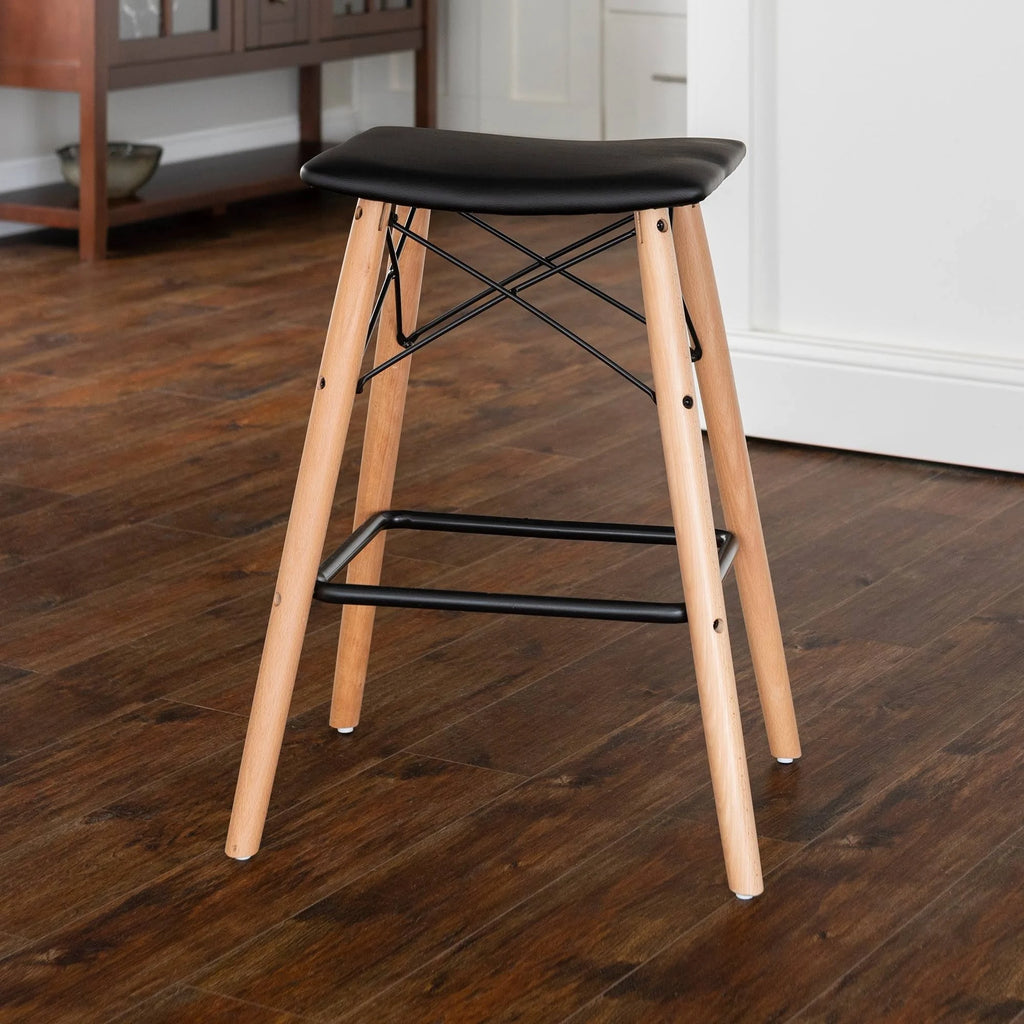 Black Faux Leather Seat Counter Stool H395